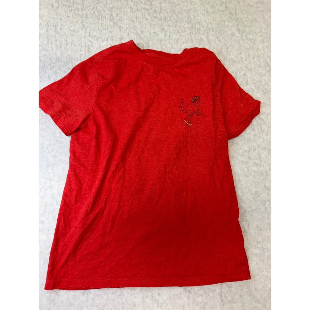 Cat‎ & Jack Boys Red Heathered T-Rex Skateboard Graphic Tee Shirt Size L 10/12
